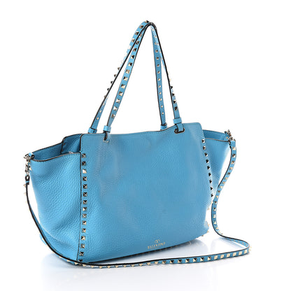 Valentino Garavani Pebbled Calfskin Medium Rockstud Tote Parrot 2 of 8