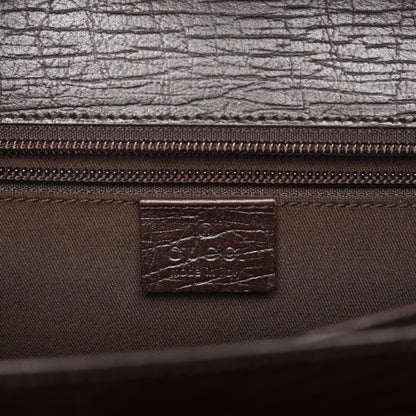 Gucci Calfskin Embossed Gusset Briefcase Brown 7 of 9