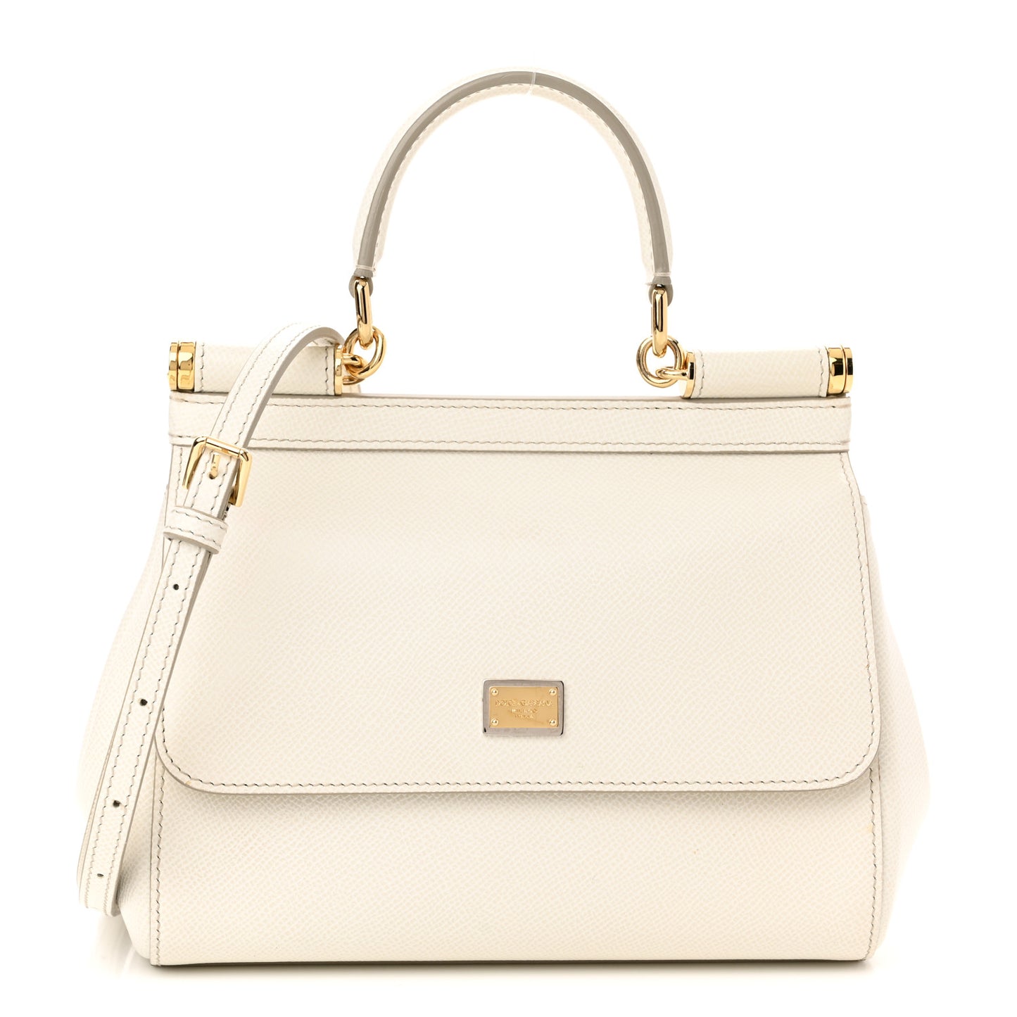 Lizard Calfskin Embossed Small Miss Sicily Satchel White
