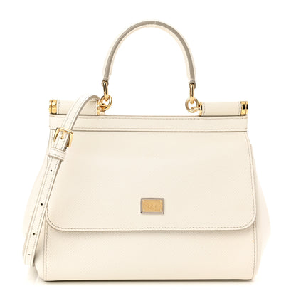Dolce & Gabbana Lizard Calfskin Embossed Small Miss Sicily Satchel White 1 of 9