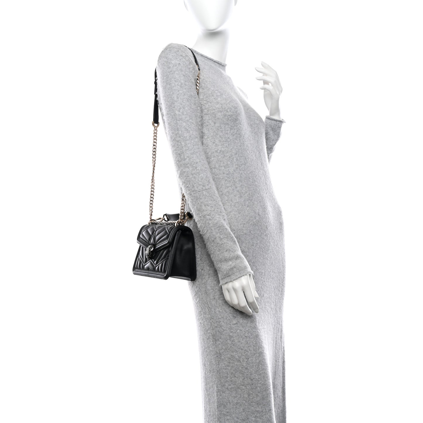 Smooth Calfskin Quilted Serpenti Forever Diamond Maxi Framed Shoulder Bag Black