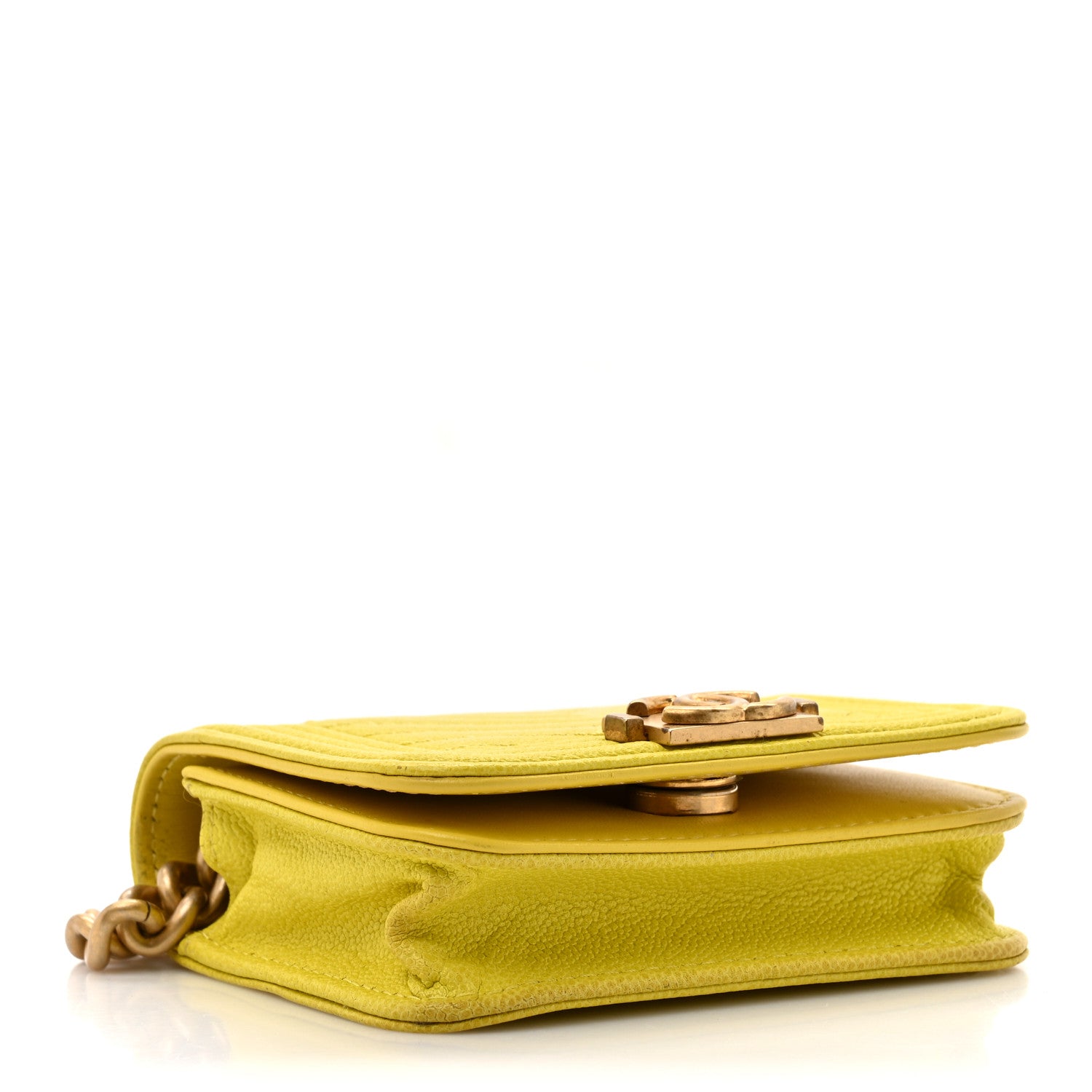 Chanel Caviar Chevron Quilted Boy Flap Waist Belt Bag Yellow 4 of 15