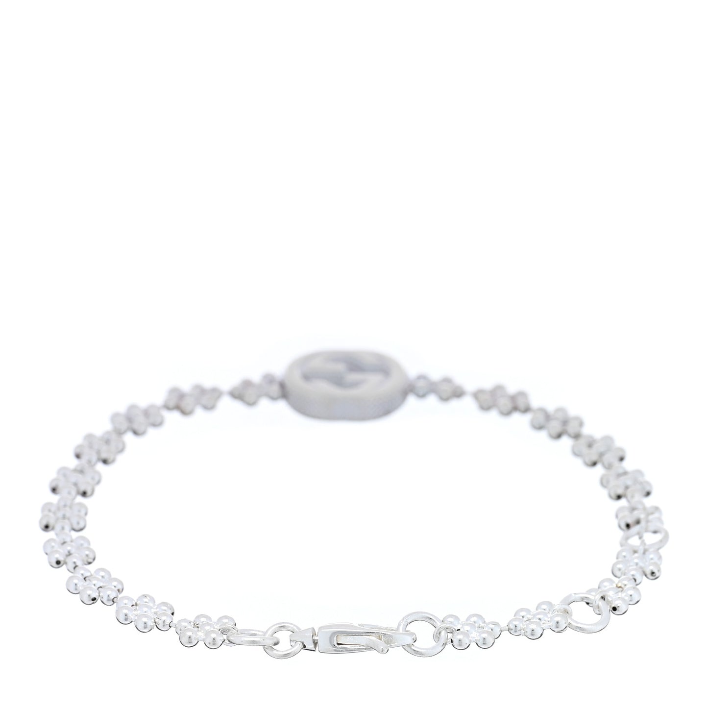 Sterling Silver Interlocking GG Beaded Flower Bracelet