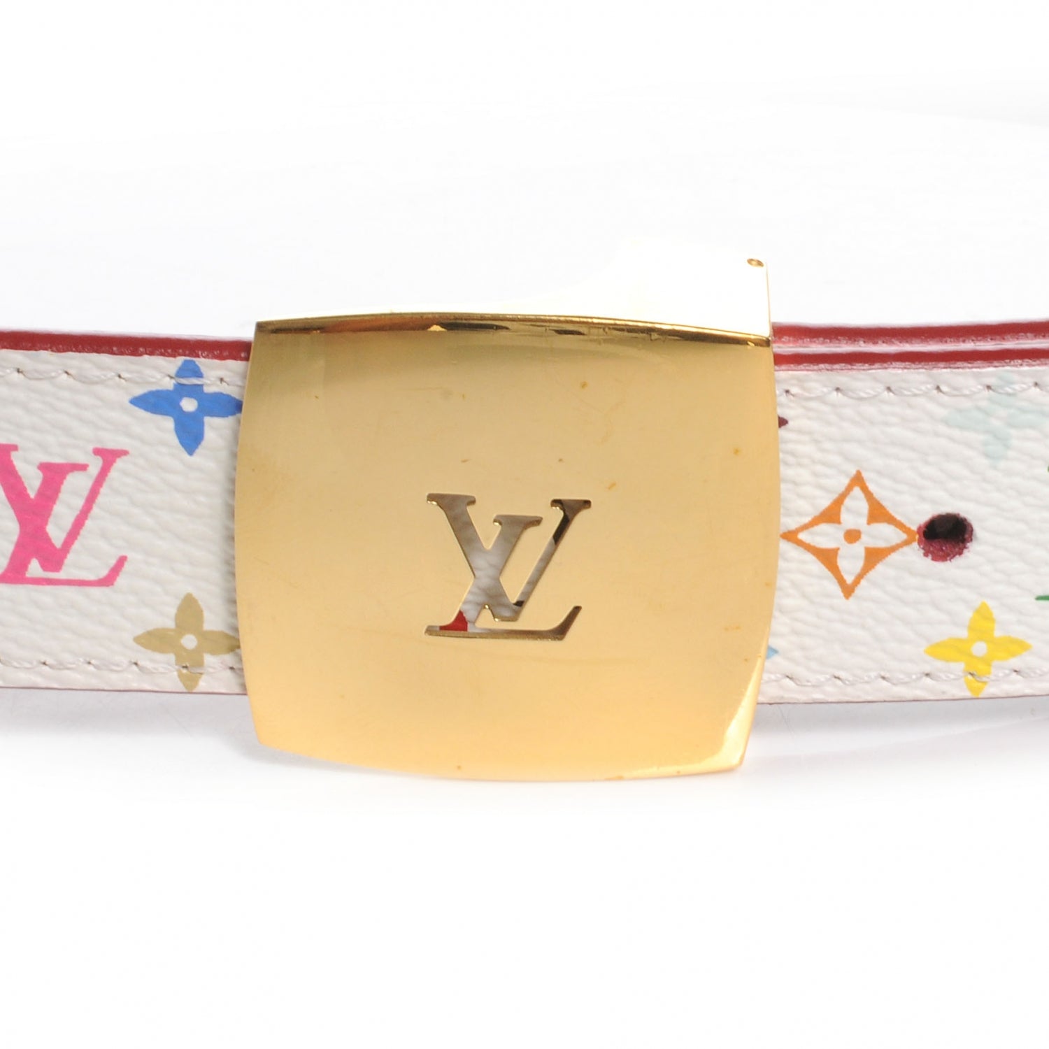 Louis Vuitton Monogram Multicolor LV Cut Reversible Belt 80 32 White 3 of 4