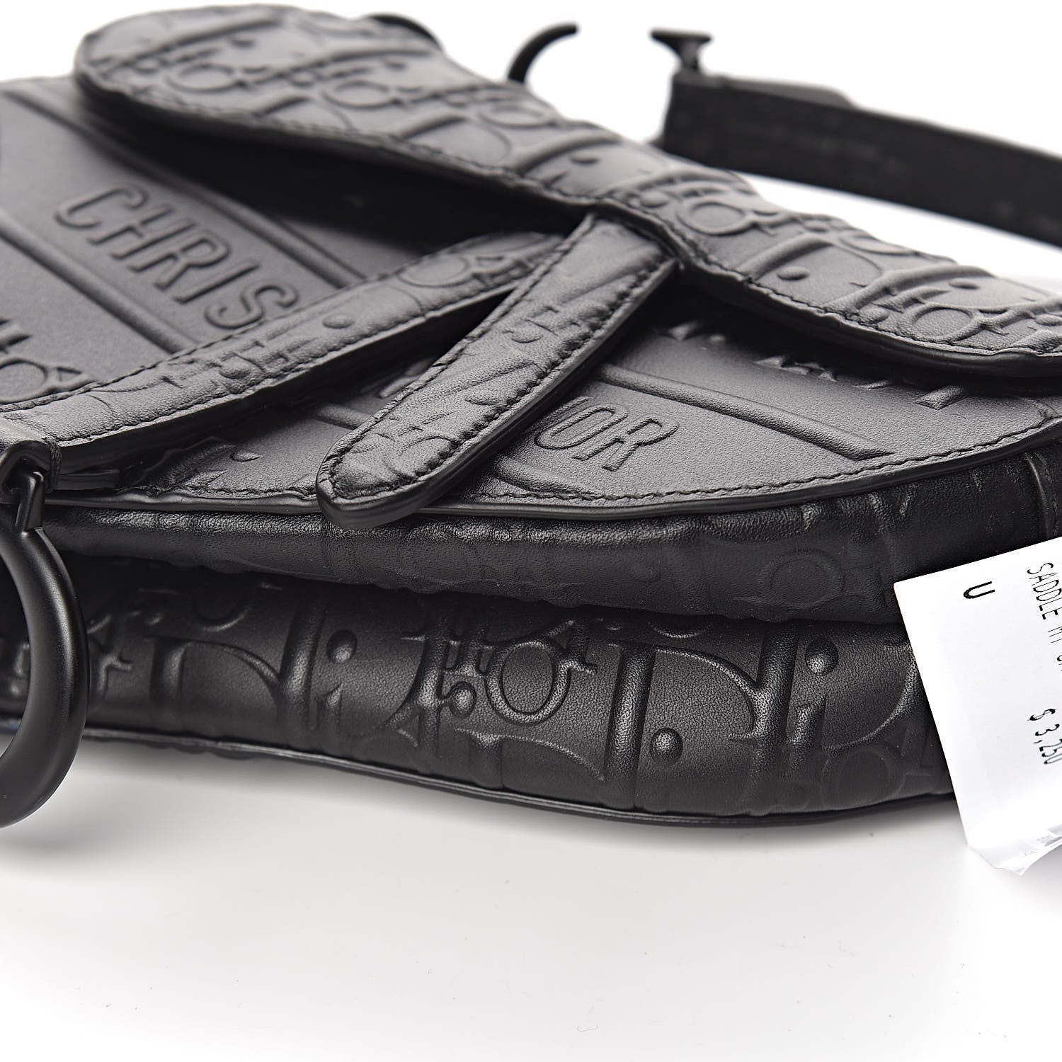 Christian Dior Calfskin Embossed Oblique Mini Saddle Bag Black 9 of 10