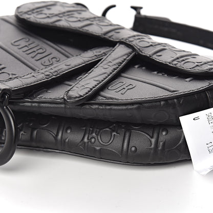 Christian Dior Calfskin Embossed Oblique Mini Saddle Bag Black 9 of 10