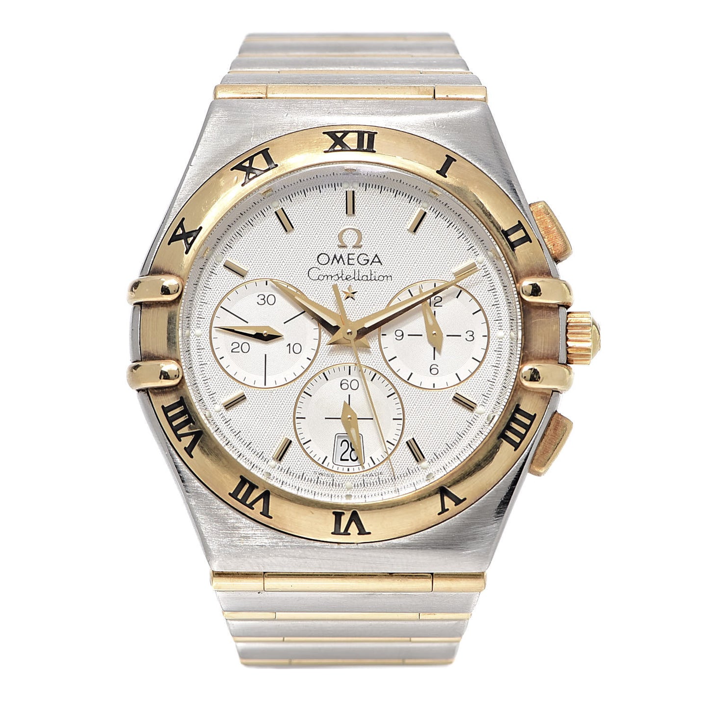 Stainless Steel 18K Yellow Gold 37mm Constellation Chronograph Quartz Watch White 1242.30.00