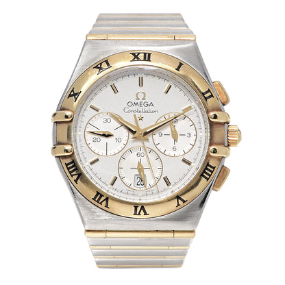 Omega Stainless Steel 18K Yellow Gold 37mm Constellation Chronograph Quartz Watch White 1242.30.00 1 of 6