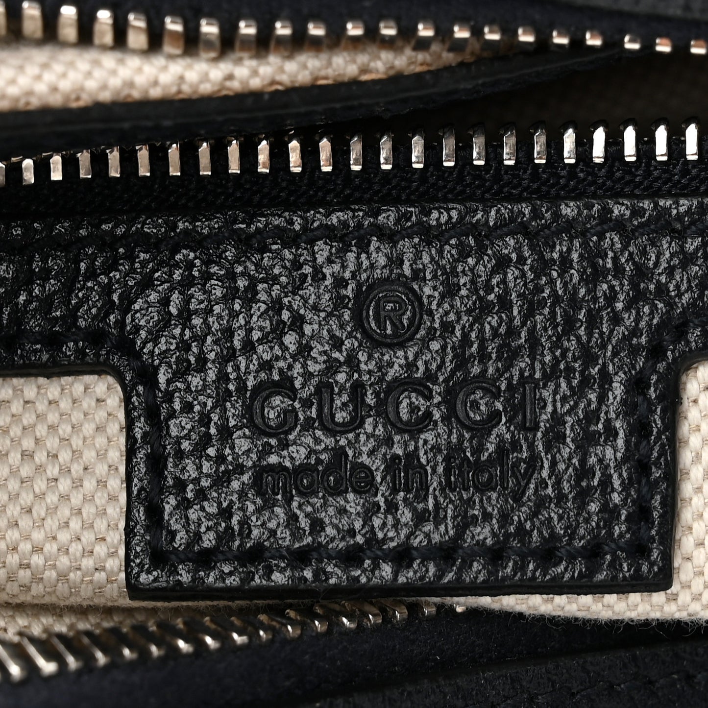 GG Supreme Monogram Textured Calfskin Web Large Attache Shoulder Bag  Beige Blue