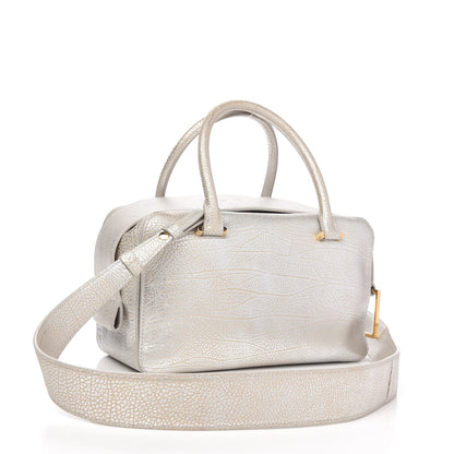 Delvaux Metallic Crispy Calfskin Cool Box Satchel Antique Silver 3 of 9