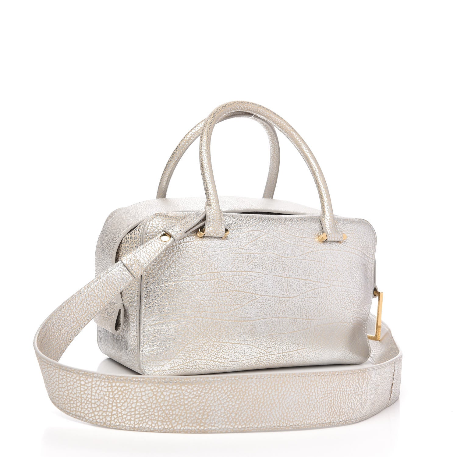 Delvaux Metallic Crispy Calfskin Cool Box Satchel Antique Silver 3 of 9