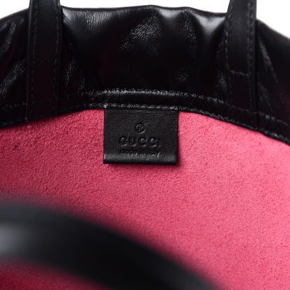 Gucci Grained Calfskin Logo Drawstring Backpack Box Pink Green Black 6 of 10