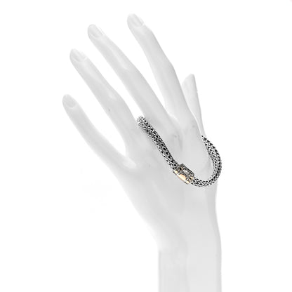 John Hardy Sterling Silver 18K Yellow Gold 6mm Classic Chain Dot Station Bracelet 2 of 4