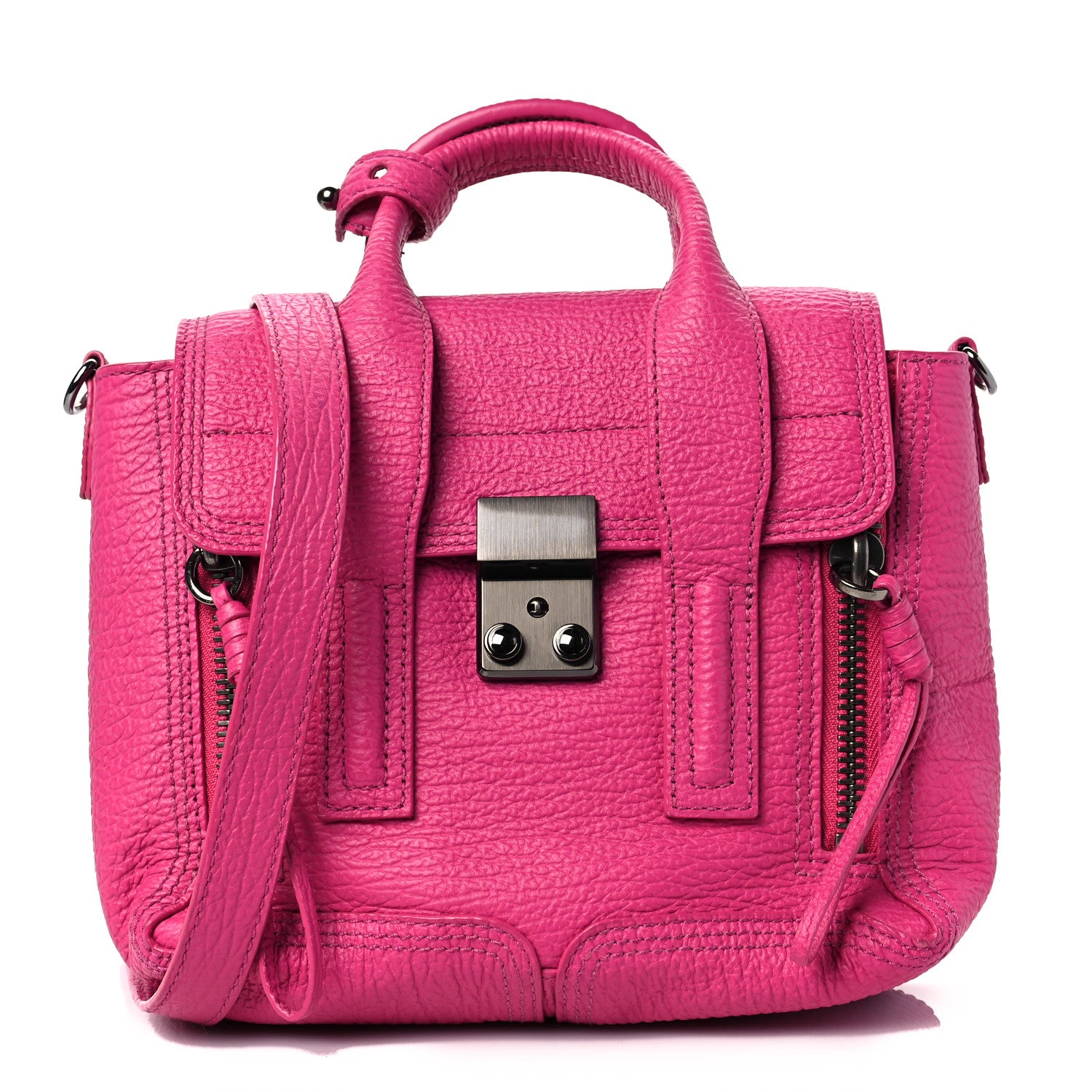 3.1 Phillip Lim Textured Calfskin Mini Pashli Satchel Bright Fuchsia 1 of 8