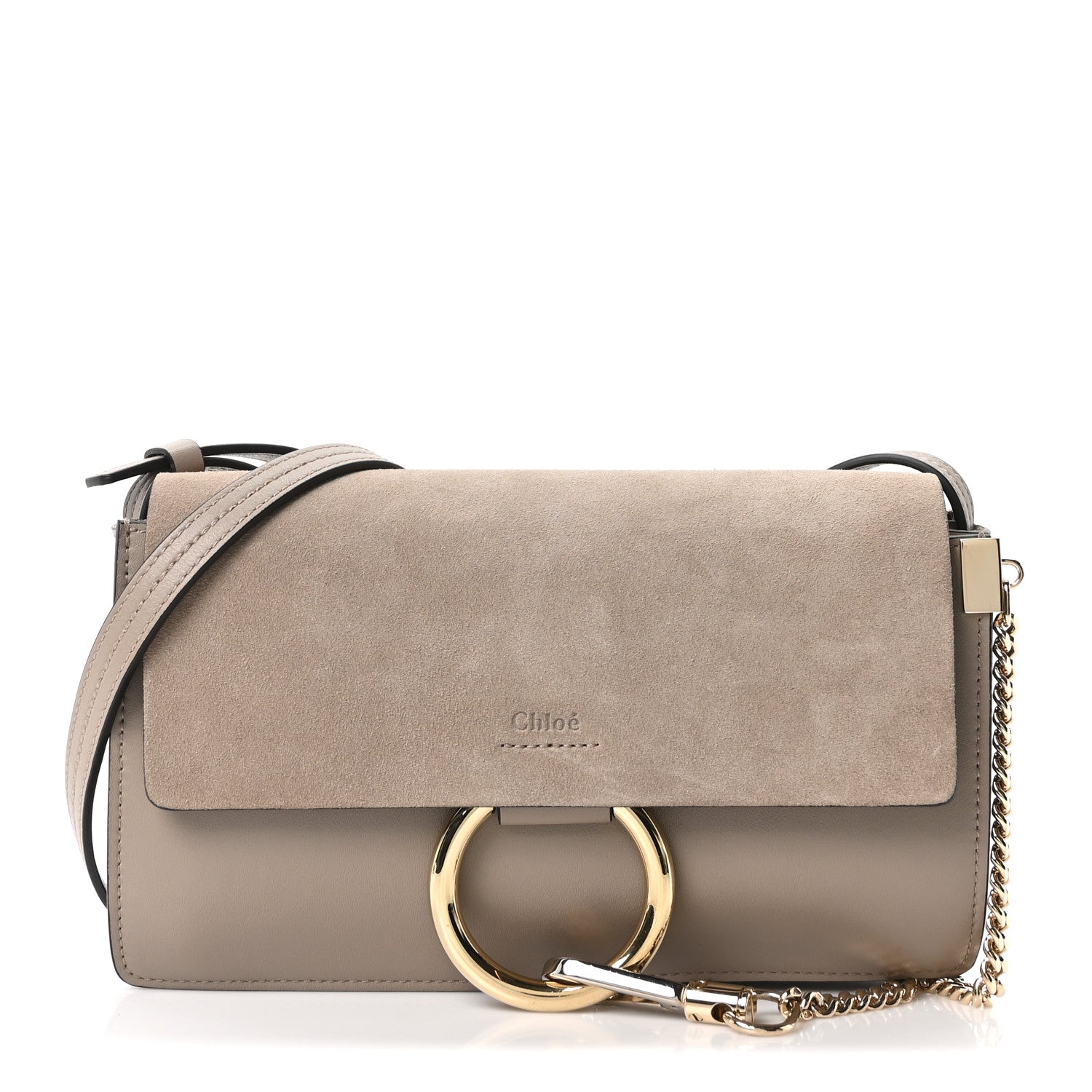 Chloe Suede Calfskin Small Faye Shoulder Bag Motty Grey 1 of 10