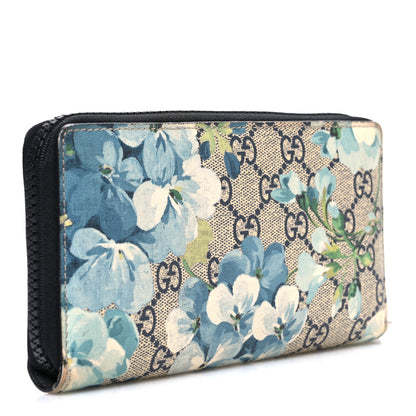 Gucci GG Supreme Monogram Blooms Zip Around Wallet Blue 3 of 7