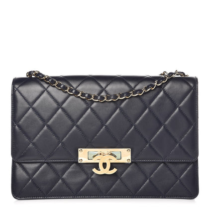 Chanel Lambskin Quilted Large Golden Class Flap Navy 1 of 8