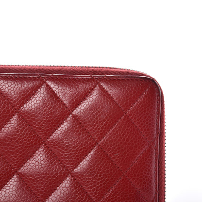 Chanel Caviar Quilted Large Zip Around Organizer Wallet Red 13 of 19