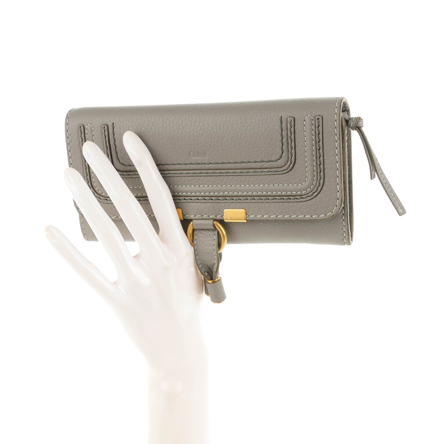 Chloe Calfskin Marcie Continental Flap Wallet Cashmere Grey 2 of 7