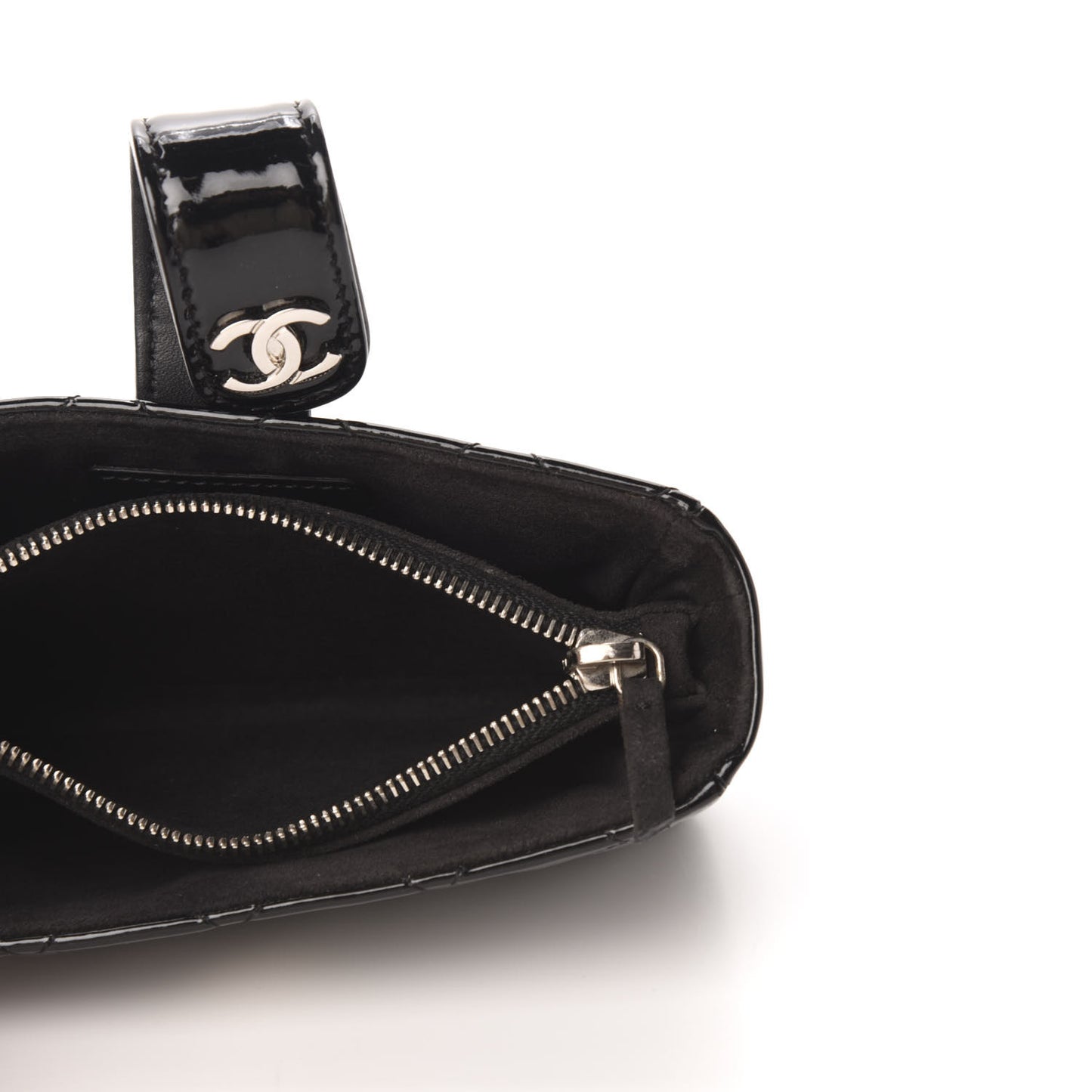 Patent Quilted Mini Phone Holder Clutch Black