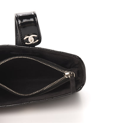 Chanel Patent Quilted Mini Phone Holder Clutch Black 5 of 7