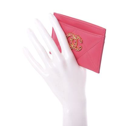 Chanel Shiny Goatskin Quilted 19 Card Holder Dark Pink 2 of 8