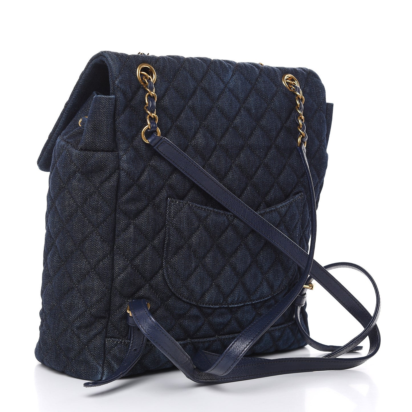 Washed Denim Quilted Large Urban Spirit Backpack Dark Blue