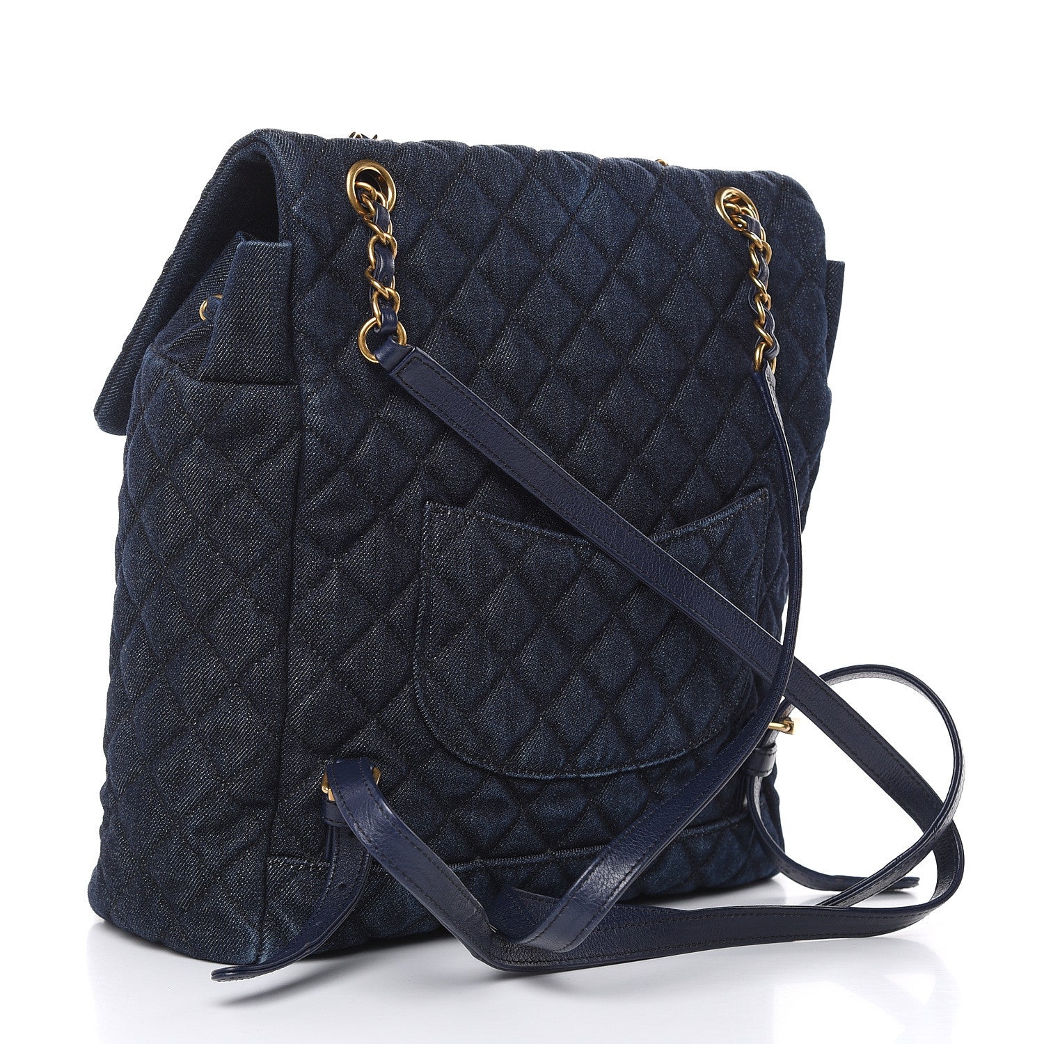 Chanel Washed Denim Quilted Large Urban Spirit Backpack Dark Blue 3 of 15