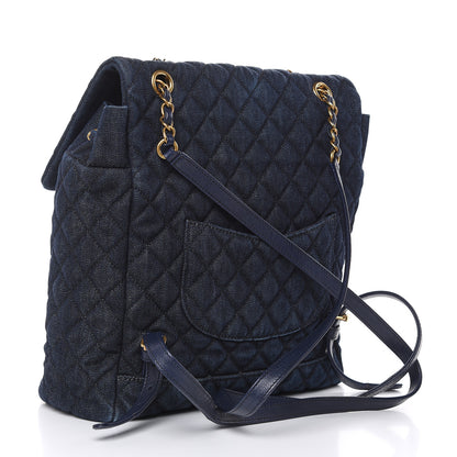 Chanel Washed Denim Quilted Large Urban Spirit Backpack Dark Blue 3 of 15