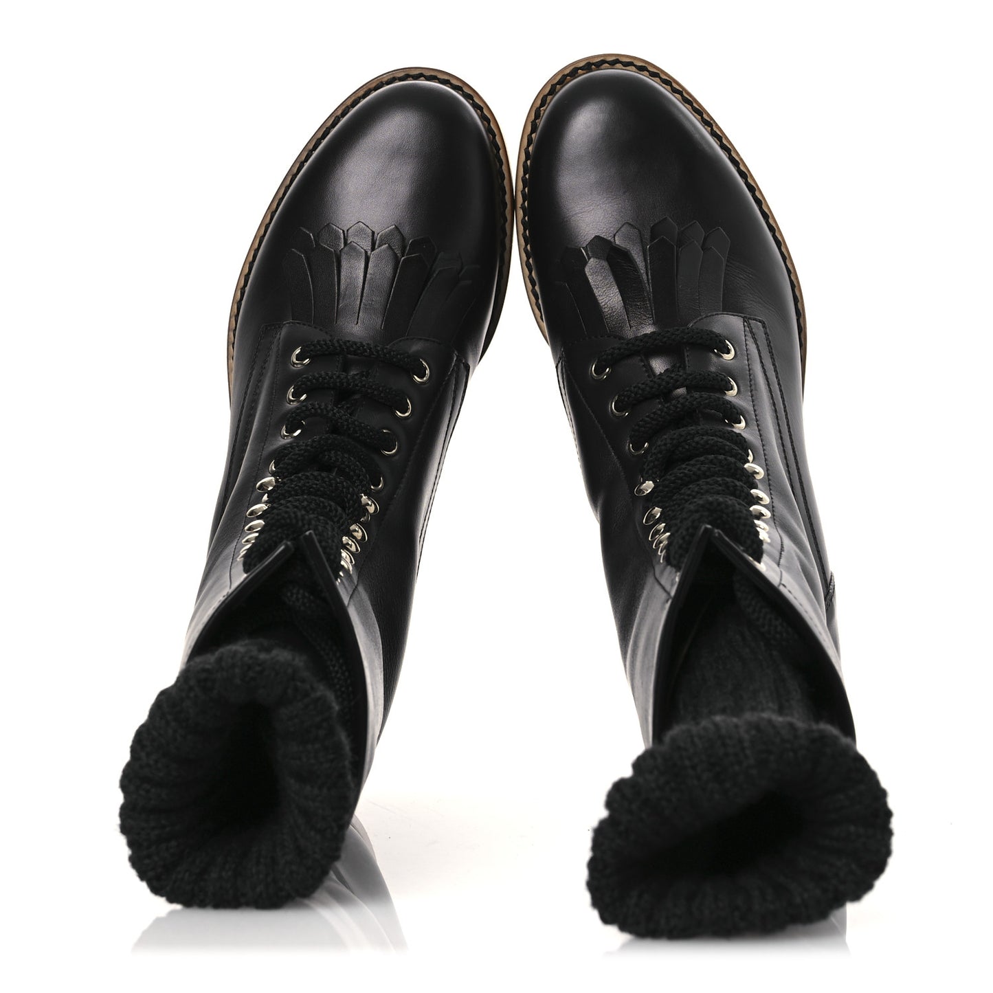 Calfskin Sock High CC Combat Boots 39 Black