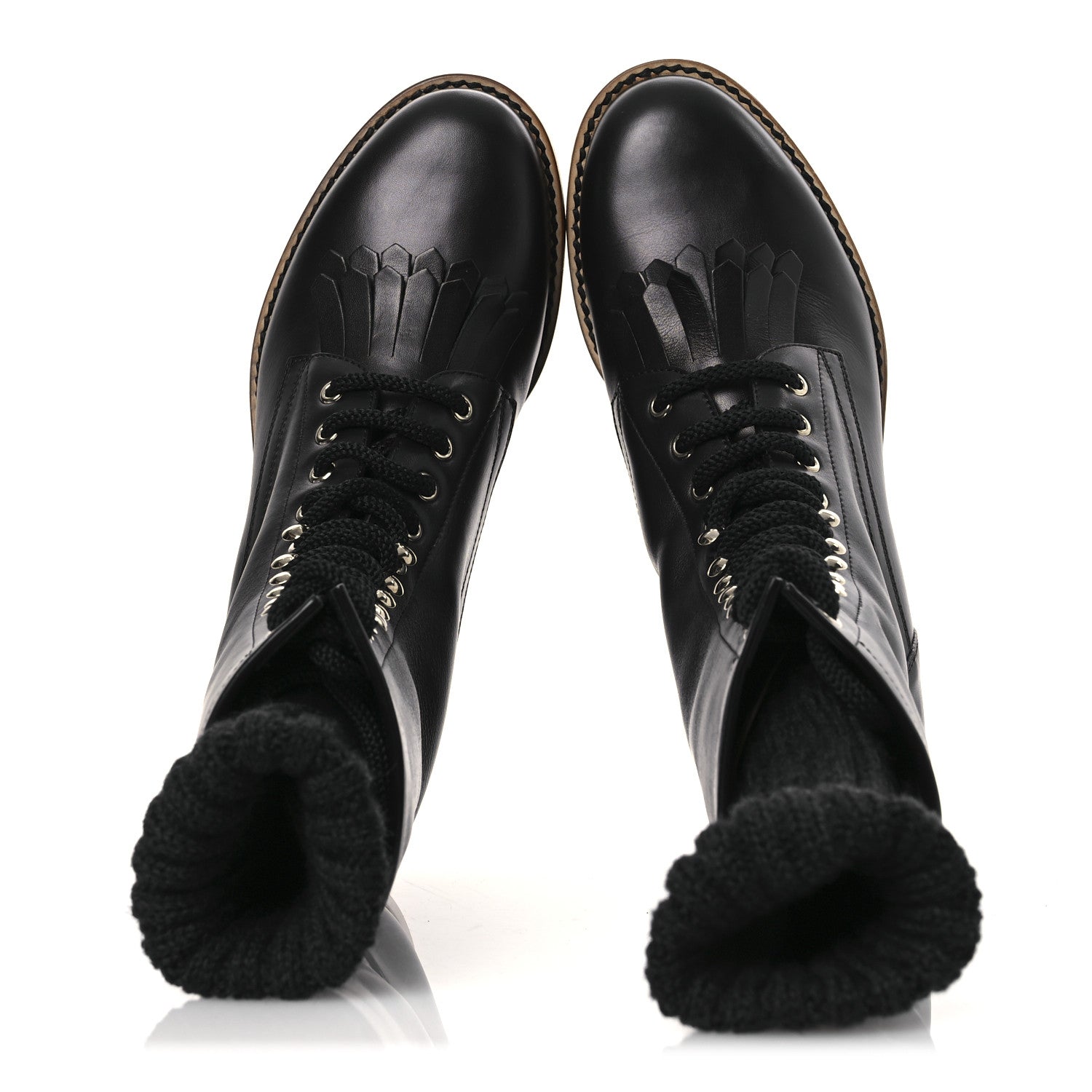 Chanel Calfskin Sock High CC Combat Boots 39 Black 2 of 10