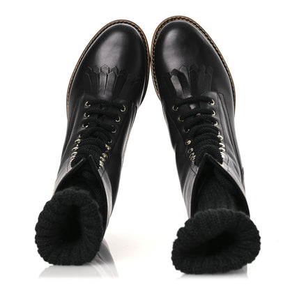 Chanel Calfskin Sock High CC Combat Boots 39 Black 2 of 10