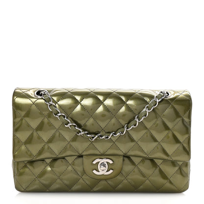 Chanel Striated Patent Quilted Medium Double Flap Green 1 of 10