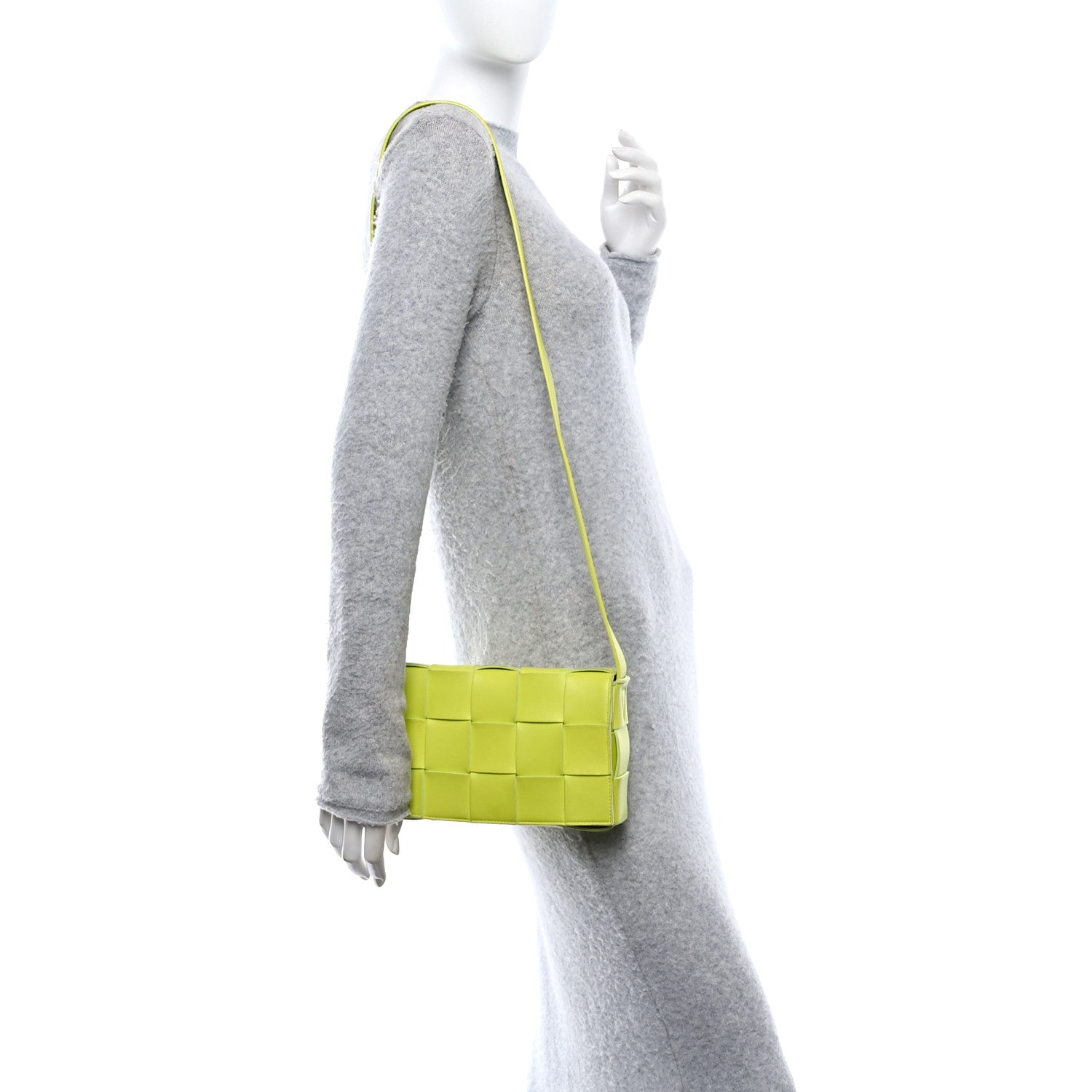 Bottega Veneta Lambskin Maxi Intrecciato Cassette Crossbody Bag Acid Kiwi 2 of 11