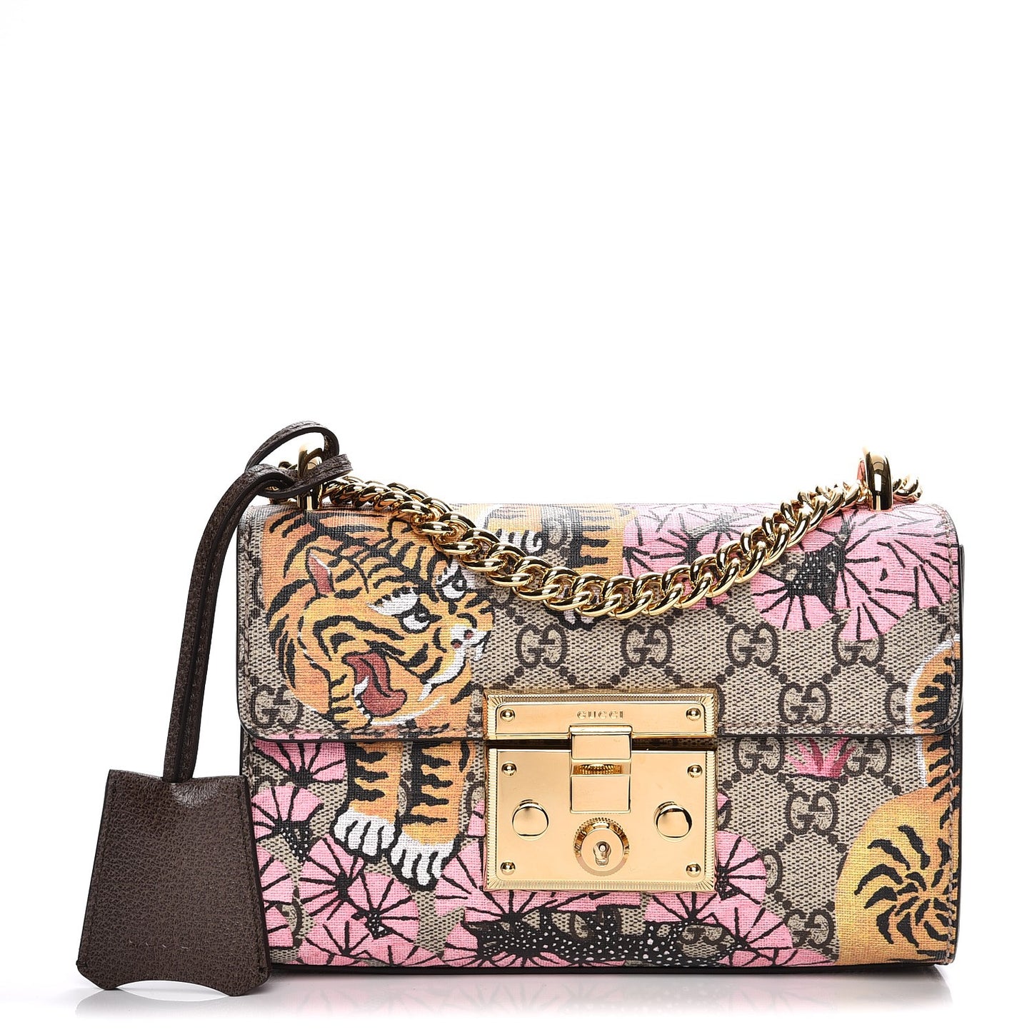 GG Supreme Monogram Bengal Small Padlock Shoulder Bag Beige Pink