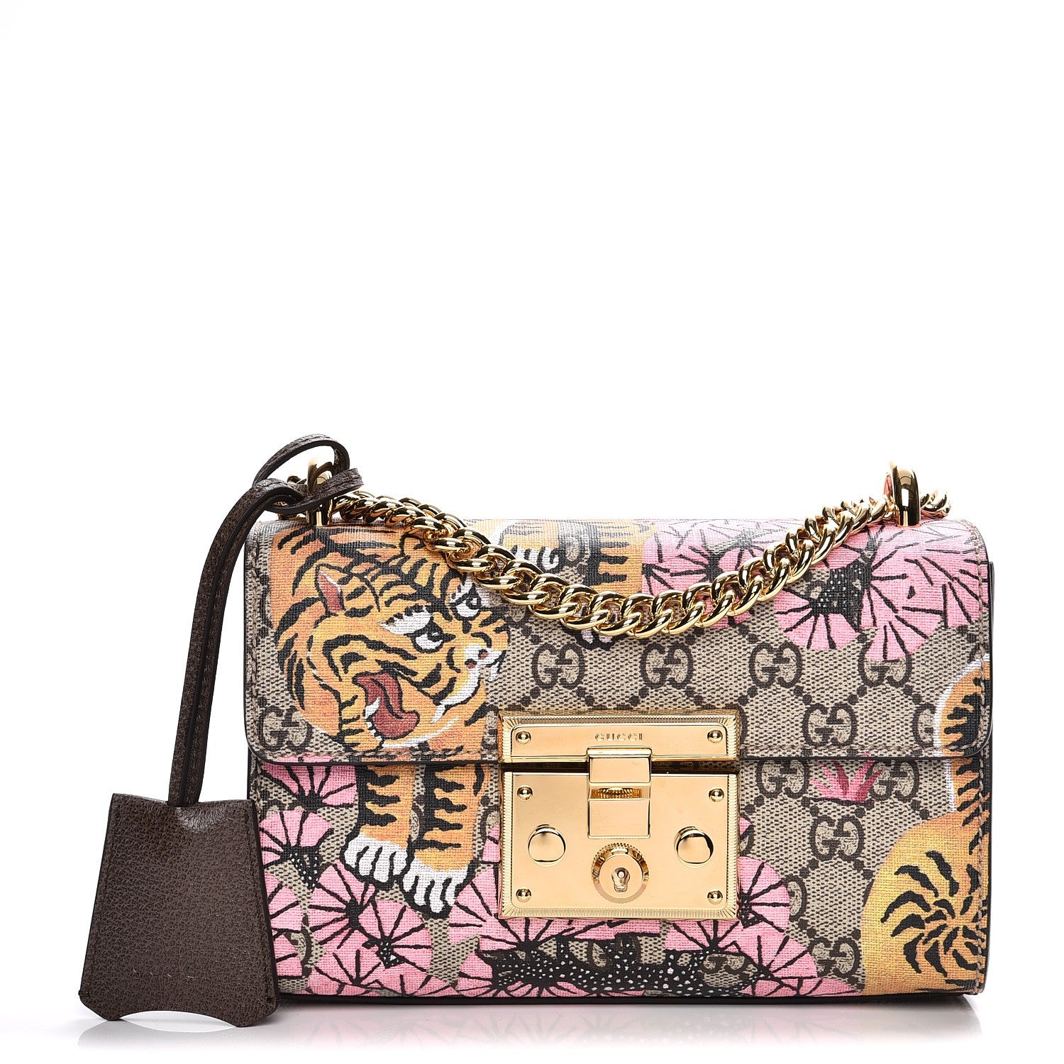 Gucci GG Supreme Monogram Bengal Small Padlock Shoulder Bag Beige Pink 1 of 7