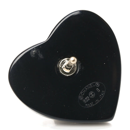 Chanel Resin Crystal CC Heart Earrings Black Gold 4 of 4