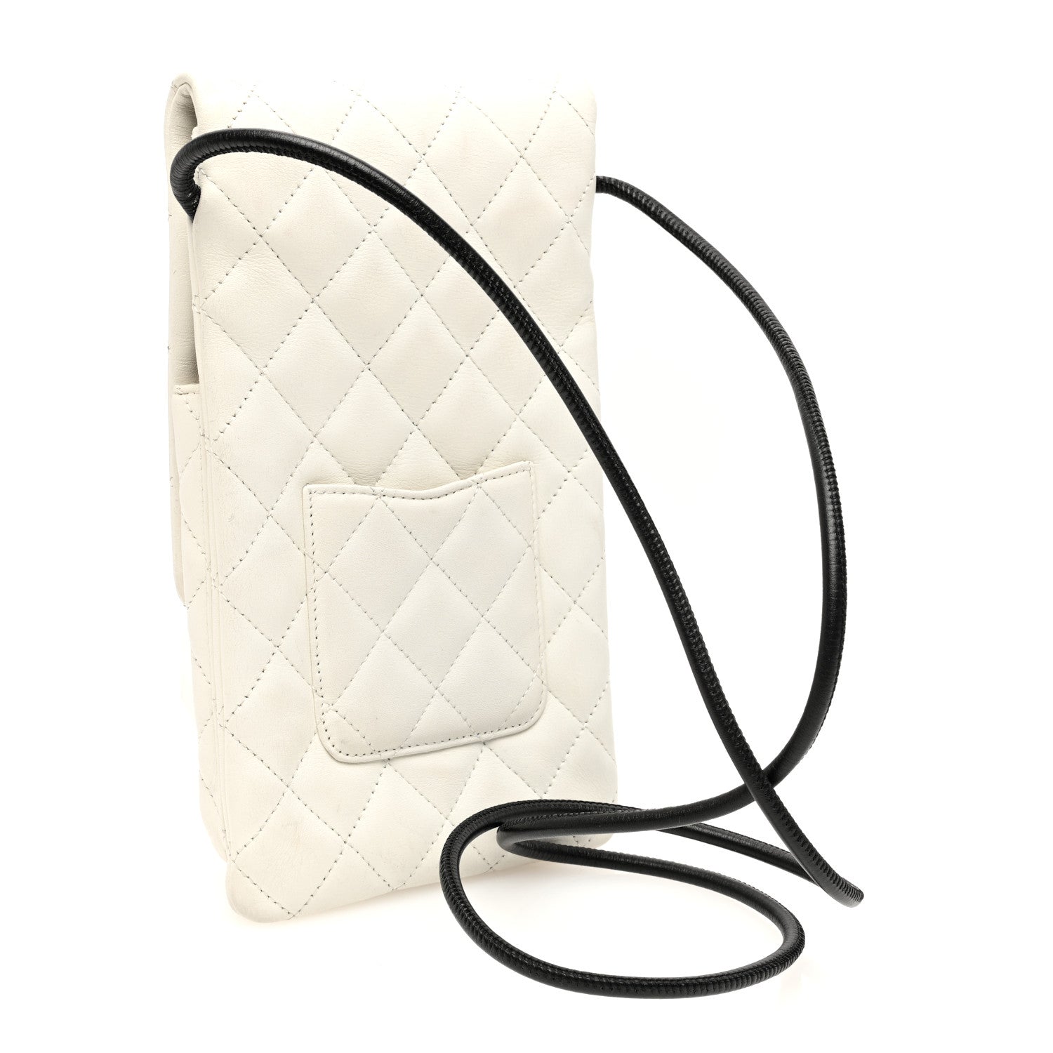 Chanel Calfskin Snakeskin Quilted Cambon Crossbody Bag White 3 of 10