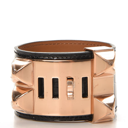 Hermes Shiny Alligator Collier De Chien CDC Bracelet T2 Black 3 of 8
