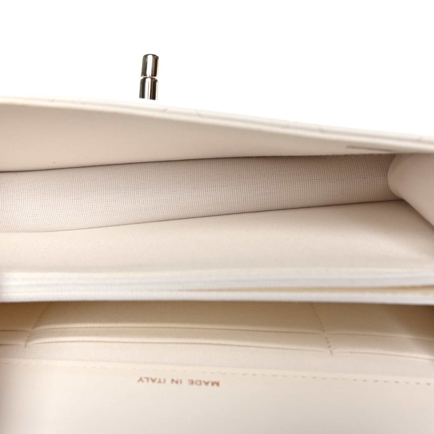 Lambskin Quilted Crystal Top Handle Rectangular Flap White