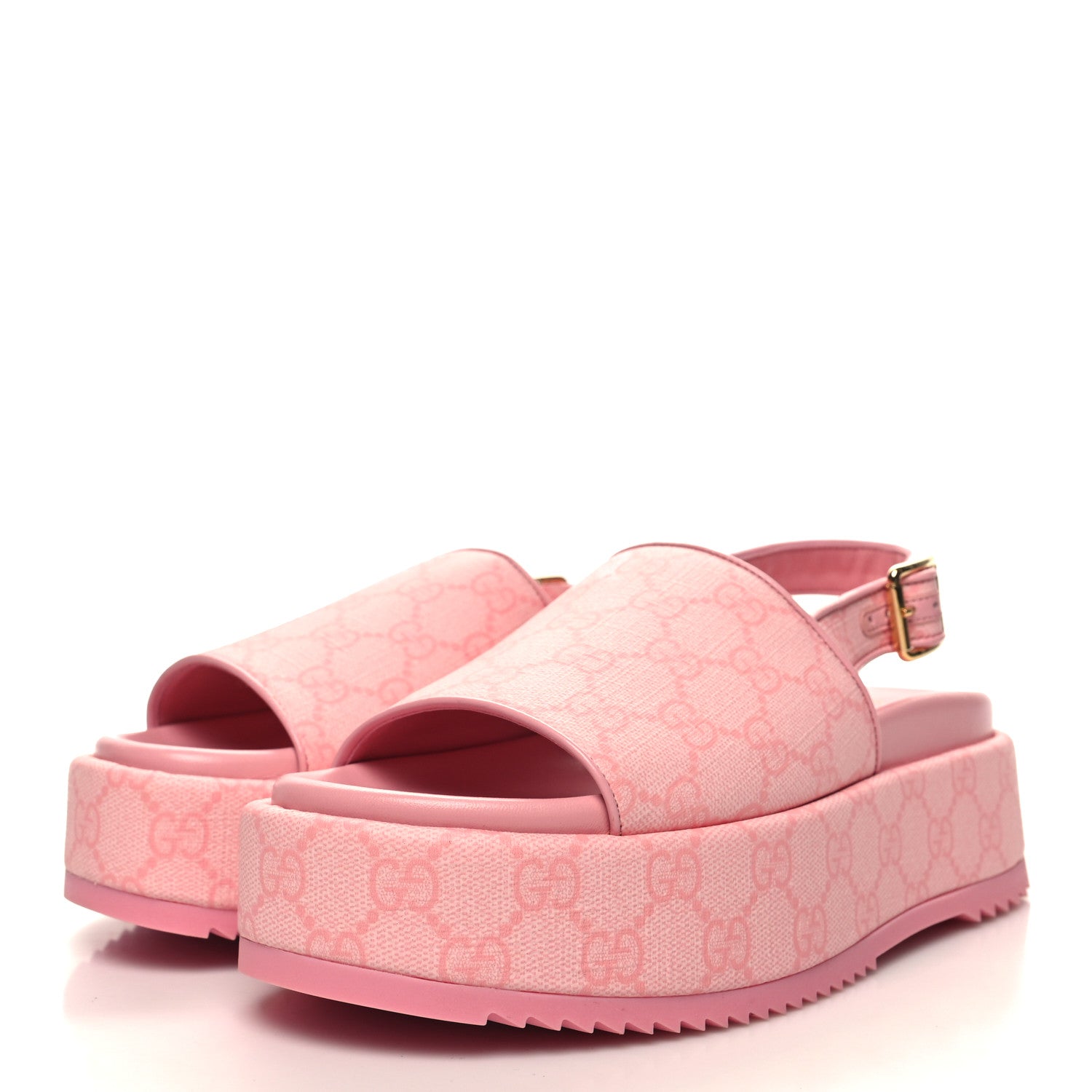 Gucci GG Supreme Monogram Granada Kid Angelina Platform 35mm Slingback Sandals 37.5 Cotton Candy Dark Cotton Candy Wild Rose 3 of 8