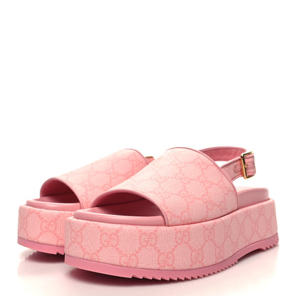Gucci GG Supreme Monogram Granada Kid Angelina Platform 35mm Slingback Sandals 37.5 Cotton Candy Dark Cotton Candy Wild Rose 3 of 8
