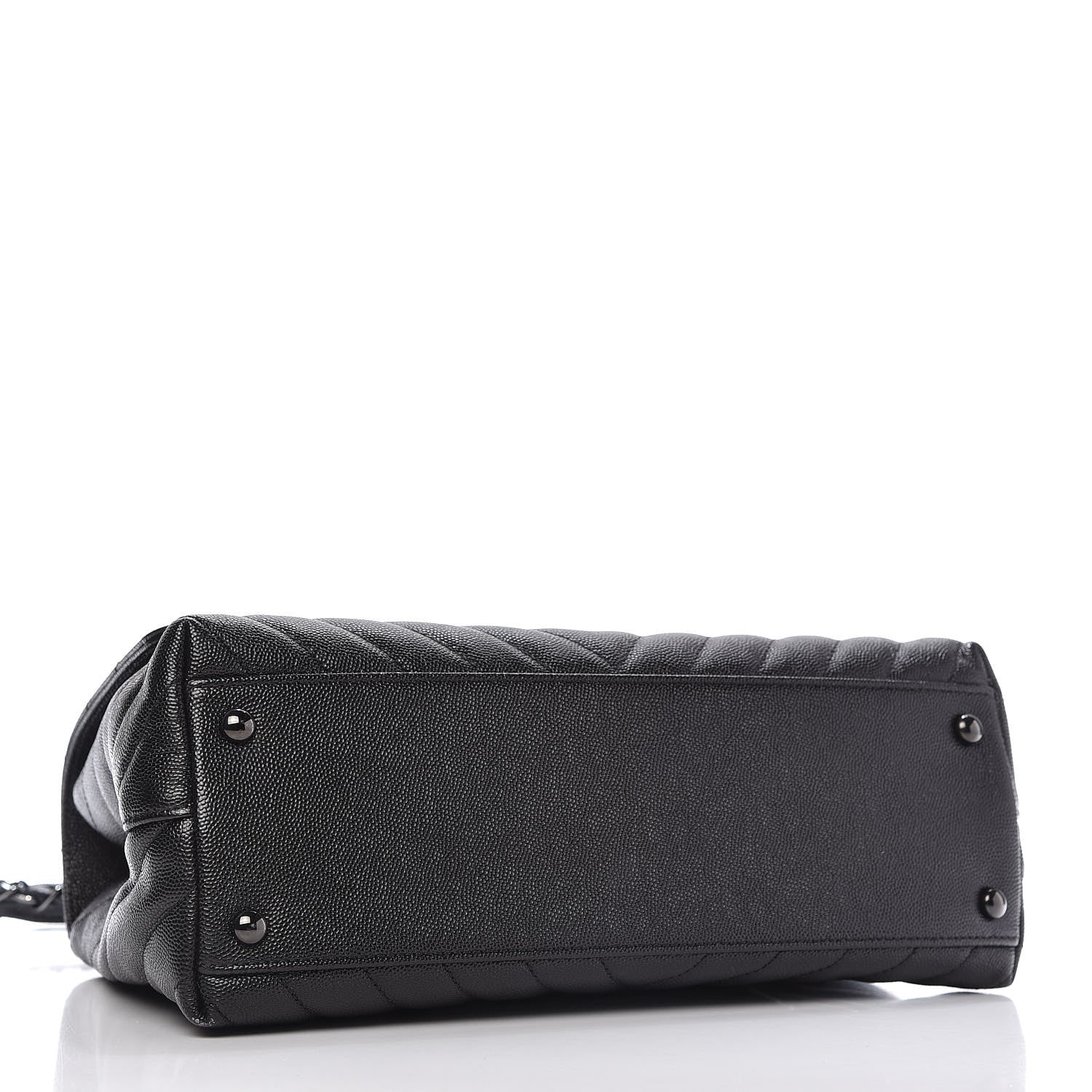 Chanel Caviar Chevron Quilted Small Coco Handle Flap So Black 4 of 11
