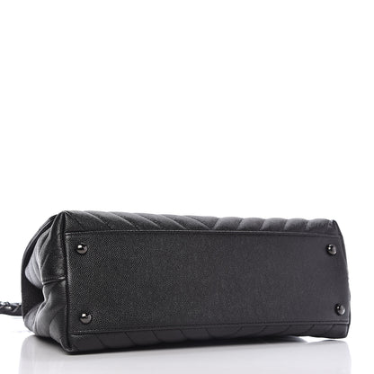 Chanel Caviar Chevron Quilted Small Coco Handle Flap So Black 4 of 11