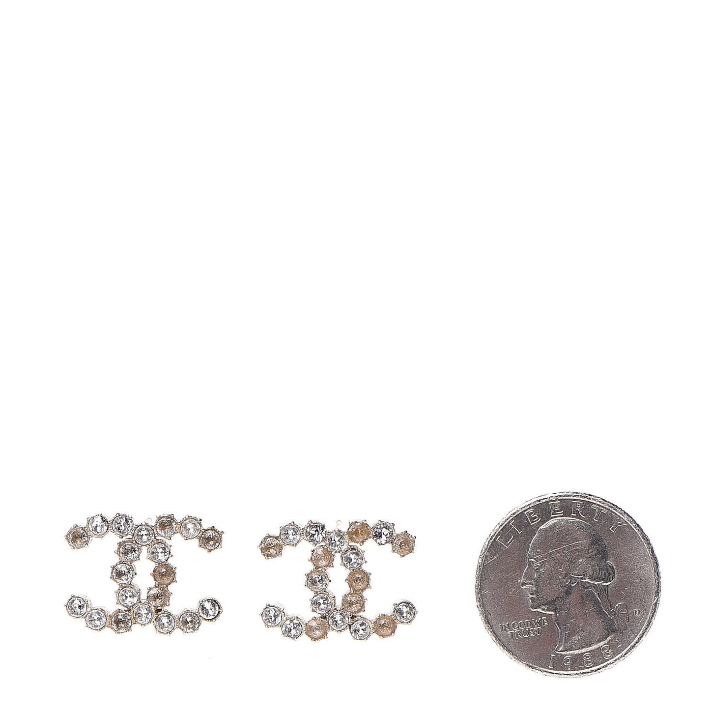 Crystal Pearl CC Earrings Light Gold