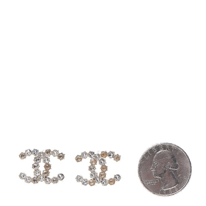 Chanel Crystal Pearl CC Earrings Light Gold 2 of 4
