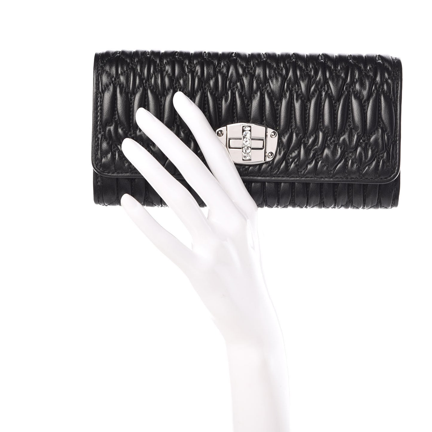 Nappa Matelasse Flap Wallet Black
