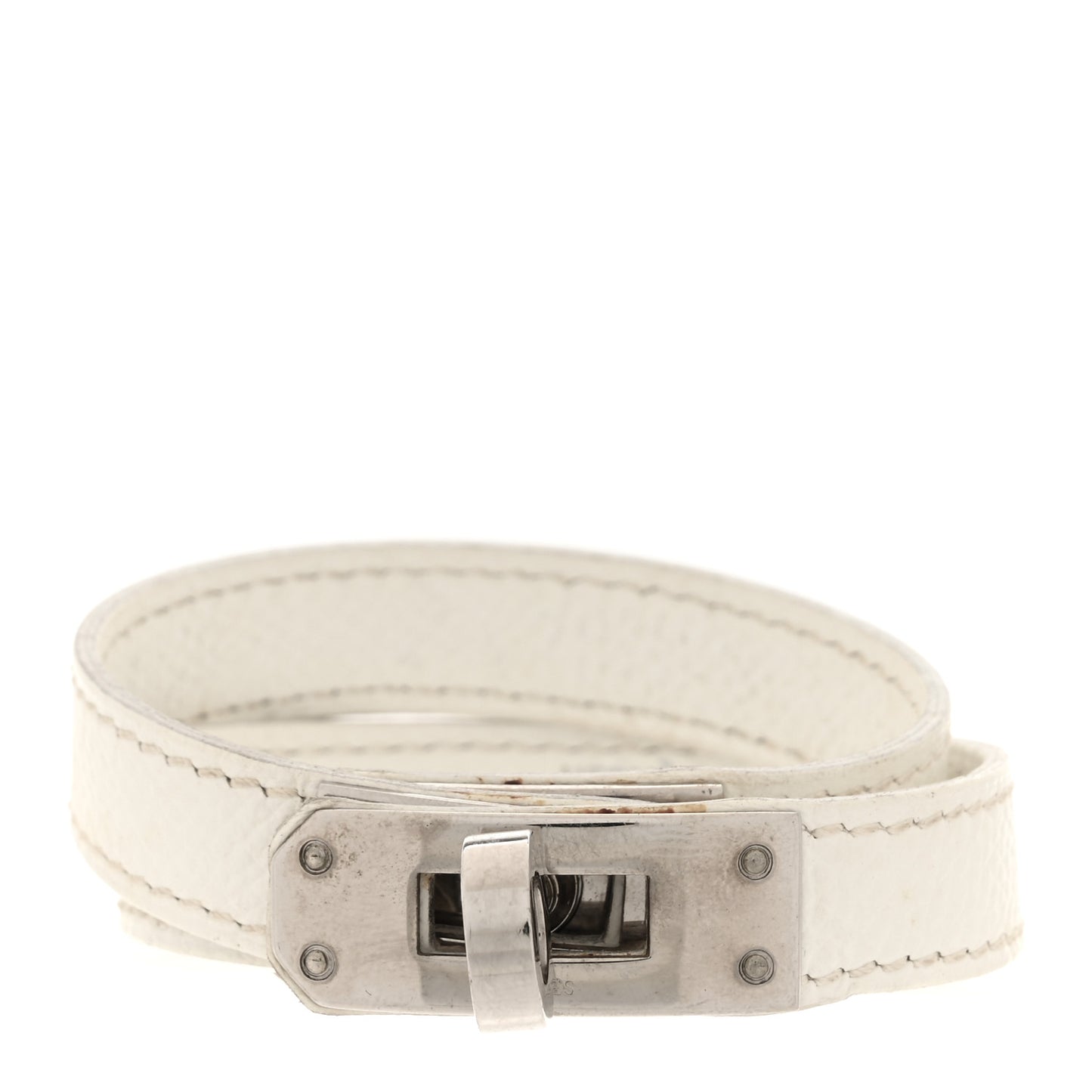 Epsom Kelly Double Tour Bracelet White