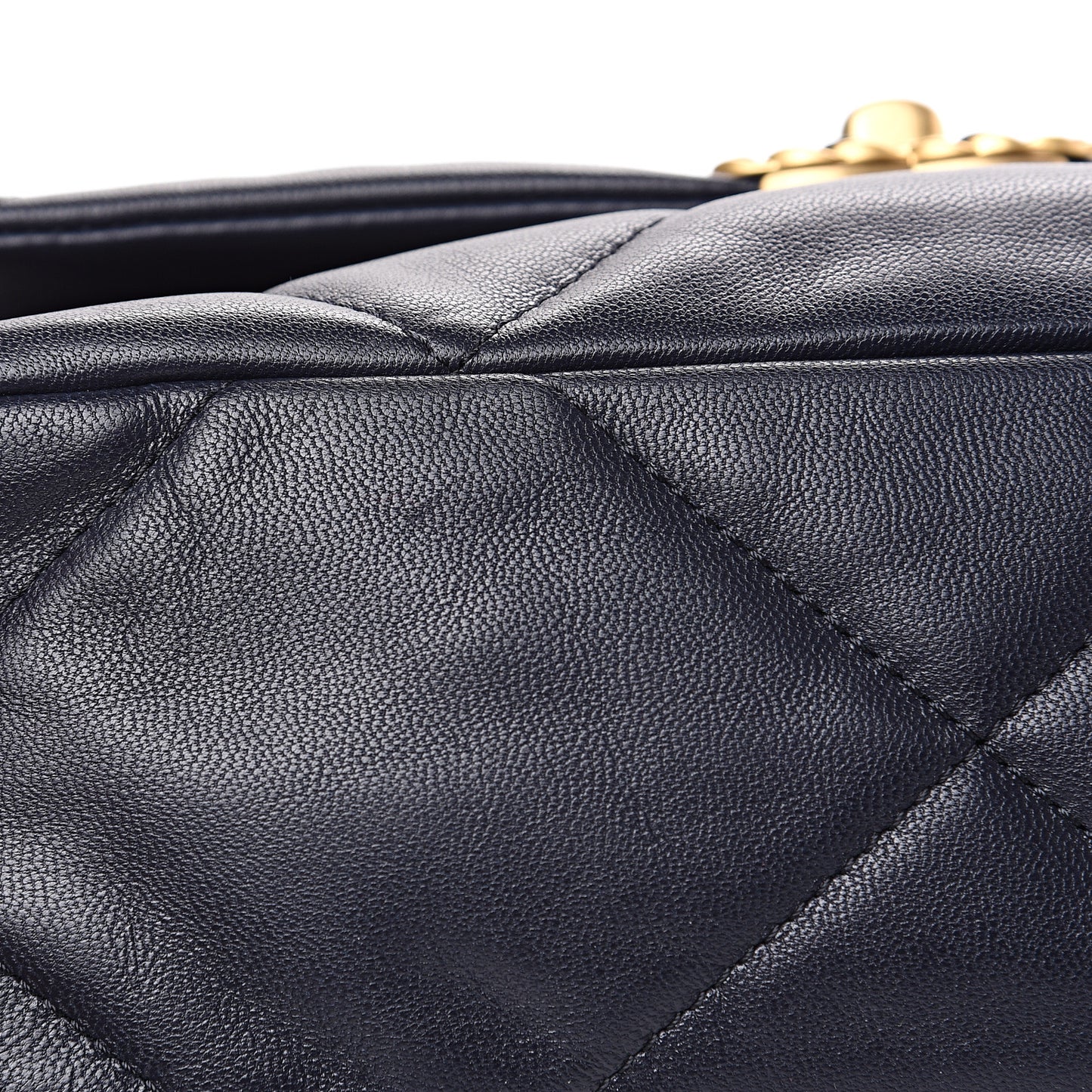 Goatskin Quilted Medium 19 Flap Navy Blue