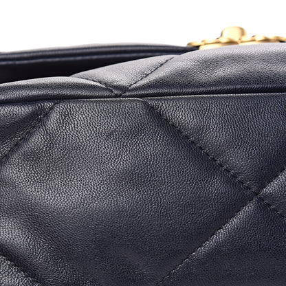 Chanel Goatskin Quilted Medium 19 Flap Navy Blue 11 of 12
